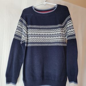 Red Truck Moving Boy's Knit Sweater, Navy Blue and White, Size 5